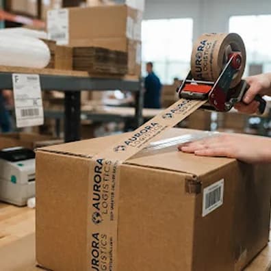 Roll of branded packing tape