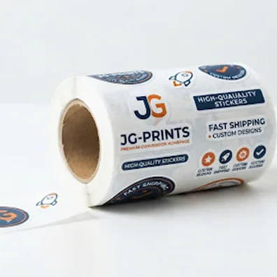 Die-cut labels on a roll
