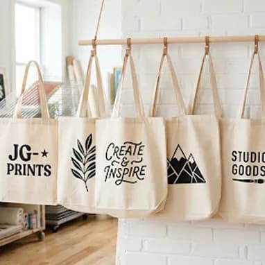 Screen-printed branded tote bag