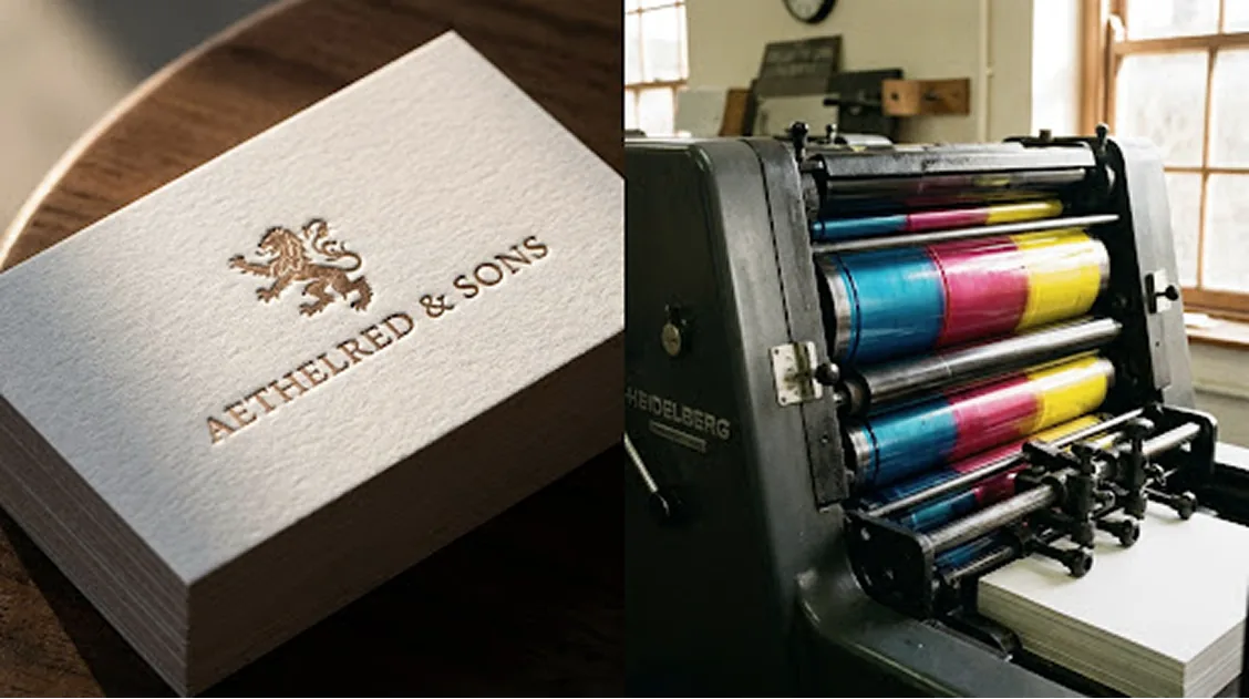 A letterpress machine printing an embossed monogram card